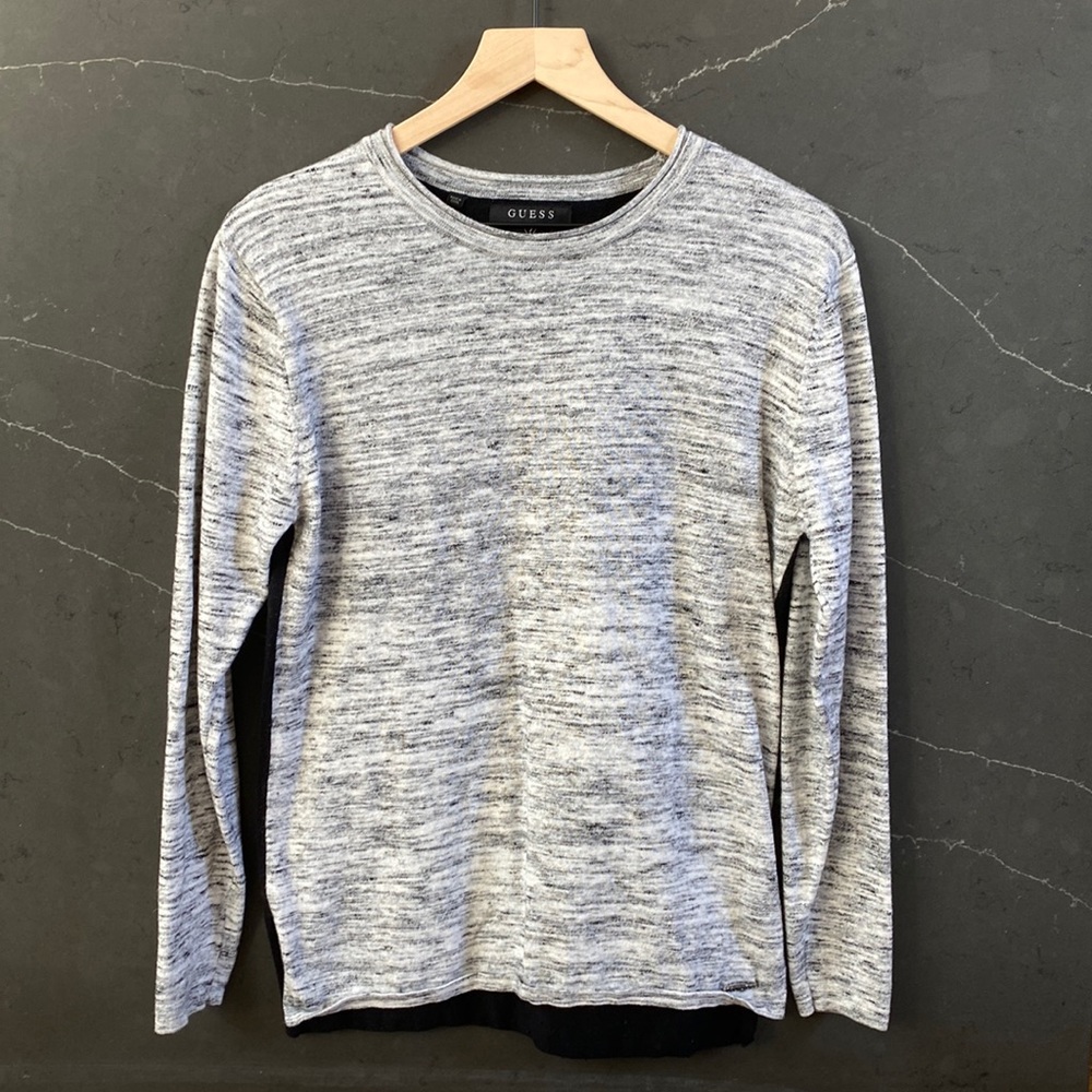 Mens Guess Small Black and Gray Long Sleeve Shirt/Sweater